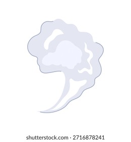 Elemento gráfico de soplo de humo que representa vapor caliente, vapor o emisión de gas, utilizado para efectos visuales, cómics o para expresar un olor particular en un estilo de Vector plano