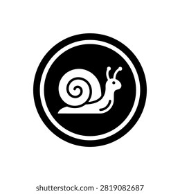 Graphic snail illustration within circle for nature branding.
