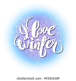 Graphic snowflakes in the shape of heart. Winter design in blue colors.