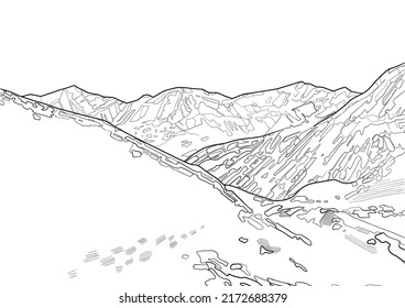 Graphic Snowy Mountain Landscape Vector Illustration Stock Vector ...