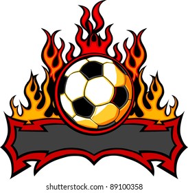 Graphic Soccer Ball Vector Image Template with Flames