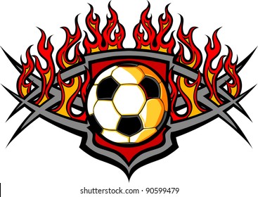 Graphic Soccer Ball Vector Image Template with Flames
