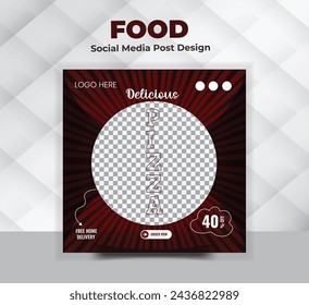 An graphic for a social network banner with a cuisine theme. a hamburger image in the shape of a square that might be used in postings on social media.
