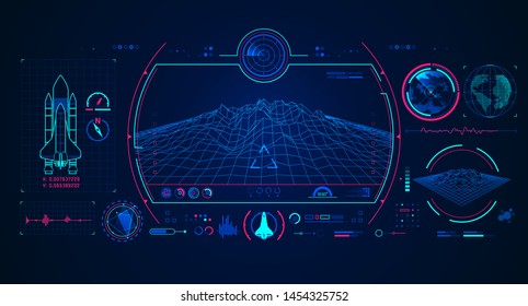 gráfico da interface da nave espacial com elemento de tecnologia digital