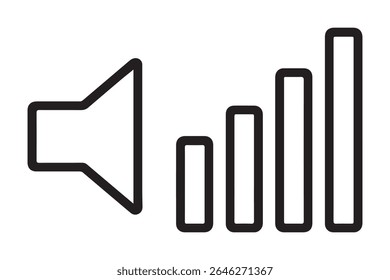 Gráfico de um alto-falante com indicadores de barra de volume crescente