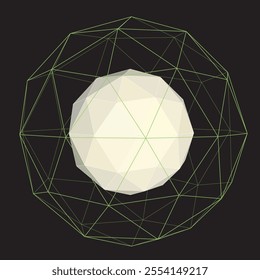 Graphic sphere vector hologram with levitate ball inside