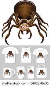 Graphic of spider on different product templates illustration