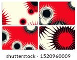 graphic spiky stars pattern cards background set in red black ivory shades
