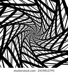 Graphic spiral geometric pattern. Isolated black and white abstract mandala. Vector illustration for logo design, banners, posters, decor, coloring book.