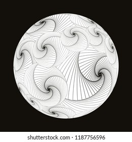 graphic spirals ball in black and white