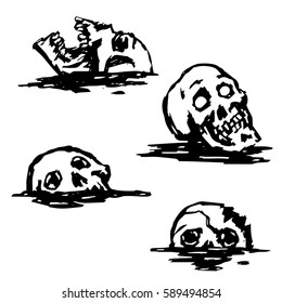 graphic spooky skull set vector illustration
