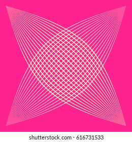 a graphic square cross in pink and ivory