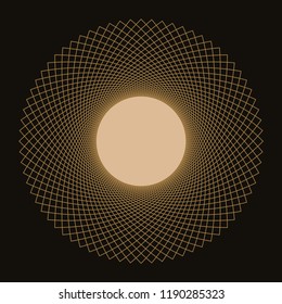 graphic star with rotating wired in gold and black