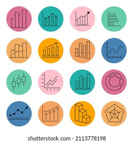 Graphic and Statistics icon set .Graphic and Statistics pack vector elements for infographic web. with trend color