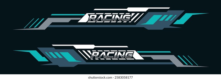 Graphic sticker design for car side body. sports geometric stripes design for car wrap. racing sticker for tuning.