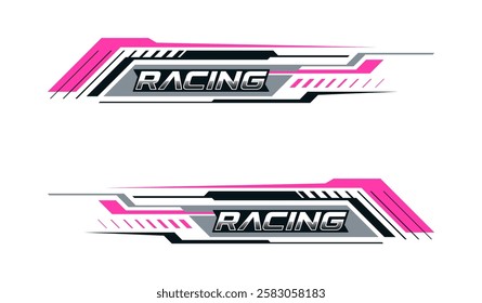 Graphic sticker design for car side body. sports geometric stripes design for car wrap. racing sticker for tuning.