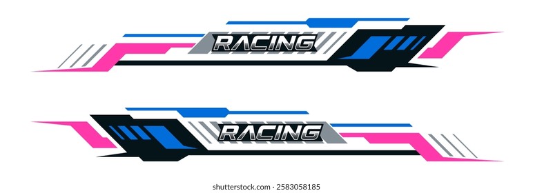 Graphic sticker design for car side body. sports geometric stripes design for car wrap. racing sticker for tuning.