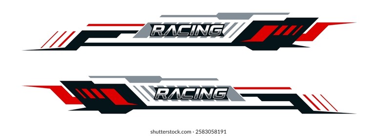 Graphic sticker design for car side body. sports geometric stripes design for car wrap. racing sticker for tuning.