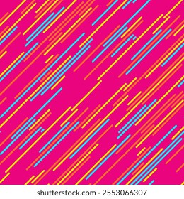Graphic stripe pattern with colourful lines and geometric shapes. Ideal for modern wallpapers, textile prints, and abstract vector artwork.