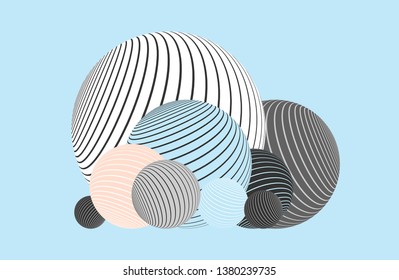 graphic striped balls pack in soft blue shades