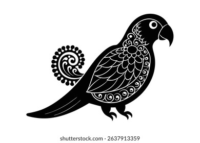 graphic style parrot with oversized paisley surrou