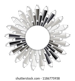 graphic style pencils flower display in silver on white shades