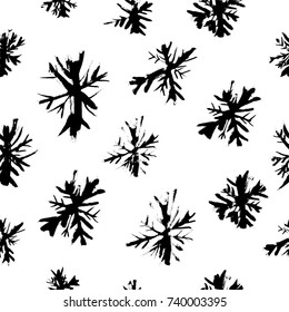 Graphic style snowflake seamless pattern. Grunge christmas deign