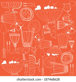 Graphic stylish dishes. Vector illustration