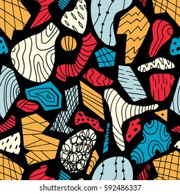 Graphic stylish patterns with different kinds of rocks and minerals. Geology hand drawn overlapping background for your design.Textile, blog decoration, banner, poster, wrapping paper.