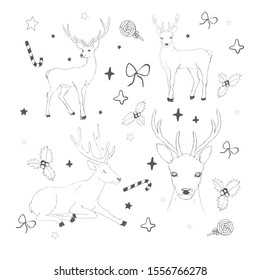 graphic stylization deer head for your design. isolated objects