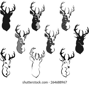 graphic stylization deer head for your design. isolated objects