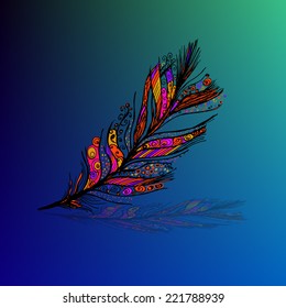 Graphic stylized bird feather. Vector