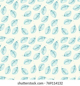 Graphic stylized leaf ornament. Seamless vector pattern. Pattern can be used as wall paper design, cloth design, wrapping paper ornament etc.