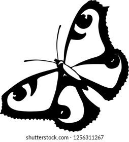 Graphic stylized peacock butterfly silhouette