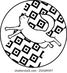 Graphic stylized sleeping cat