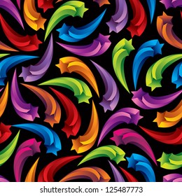 Graphic stylized star fall seamless pattern, holiday theme vector background.