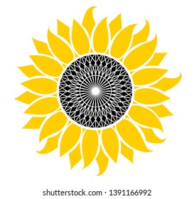 Graphic sunflower vector on white background