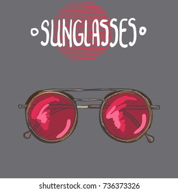 Graphic sunglasses illustration  with decorative elements 