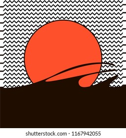 Graphic sunset over the sea