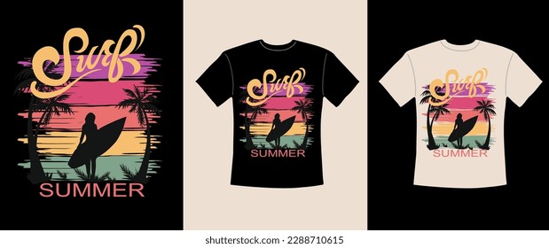 Graphic surfing t shirt design vector illustration