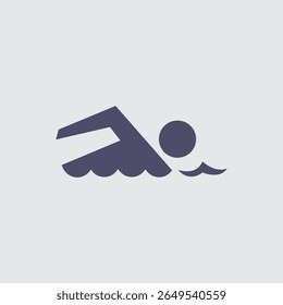 Graphic of a swimmer represents athletic sports activity, perfect for use in fitness, recreation, and health-related design projects.