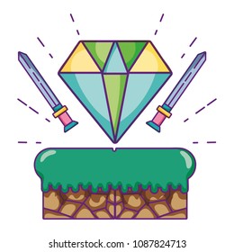 graphic swords with diamond videogame scene