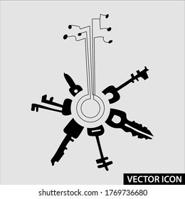 graphic symbol of a bunch of old and electronic keys
