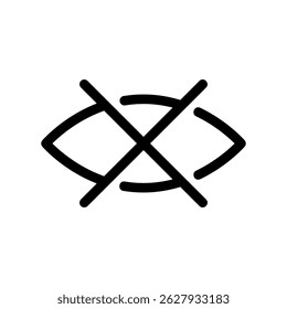 Graphic Symbol of an Eye Crossed Out with an X for Negation