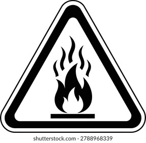 Graphic symbol of fire indicating flammability hazard isolated on transparent background for universal safety warnings