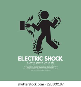 Graphic Symbol Of A Man Get An Electric Shock Vector Illustration