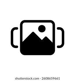 Graphic symbol representing a collection or digital gallery of landscape images