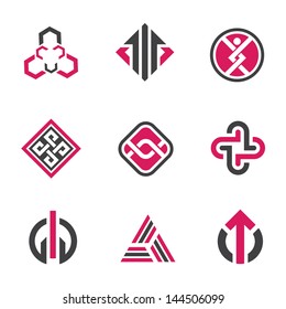 Graphic symbols logo and technology concept icon set
