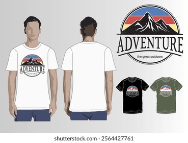 Graphic T. Shirt Adventure Vector Siluet With Combo Colour
