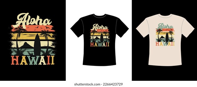 Graphic t shirt design, Aloha Hawaii surf vector.